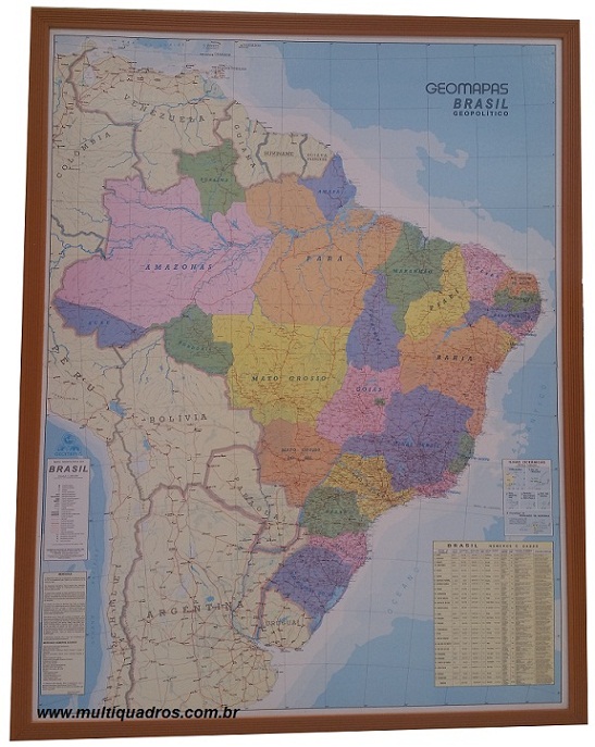 Quadro de Mapa para Ímãs com Moldura de Madeira